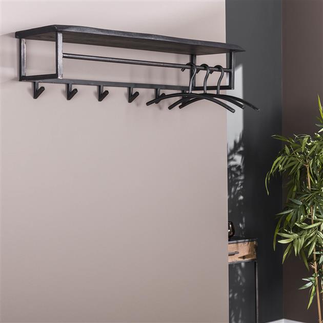 Kapstok Yucon 6 haken | Zwart Massief Acacia