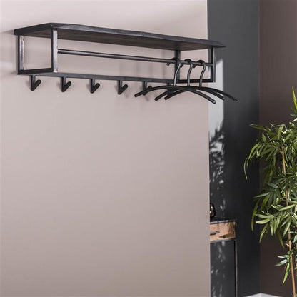 Kapstok Yucon 6 haken | Zwart Massief Acacia