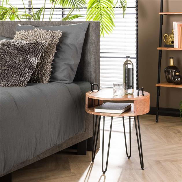 Nachtkastje Round | Naturel Massief Acacia