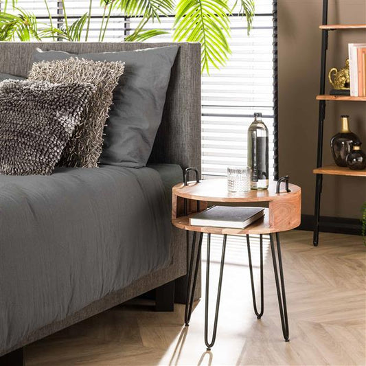 Nachtkastje Round | Naturel Massief Acacia