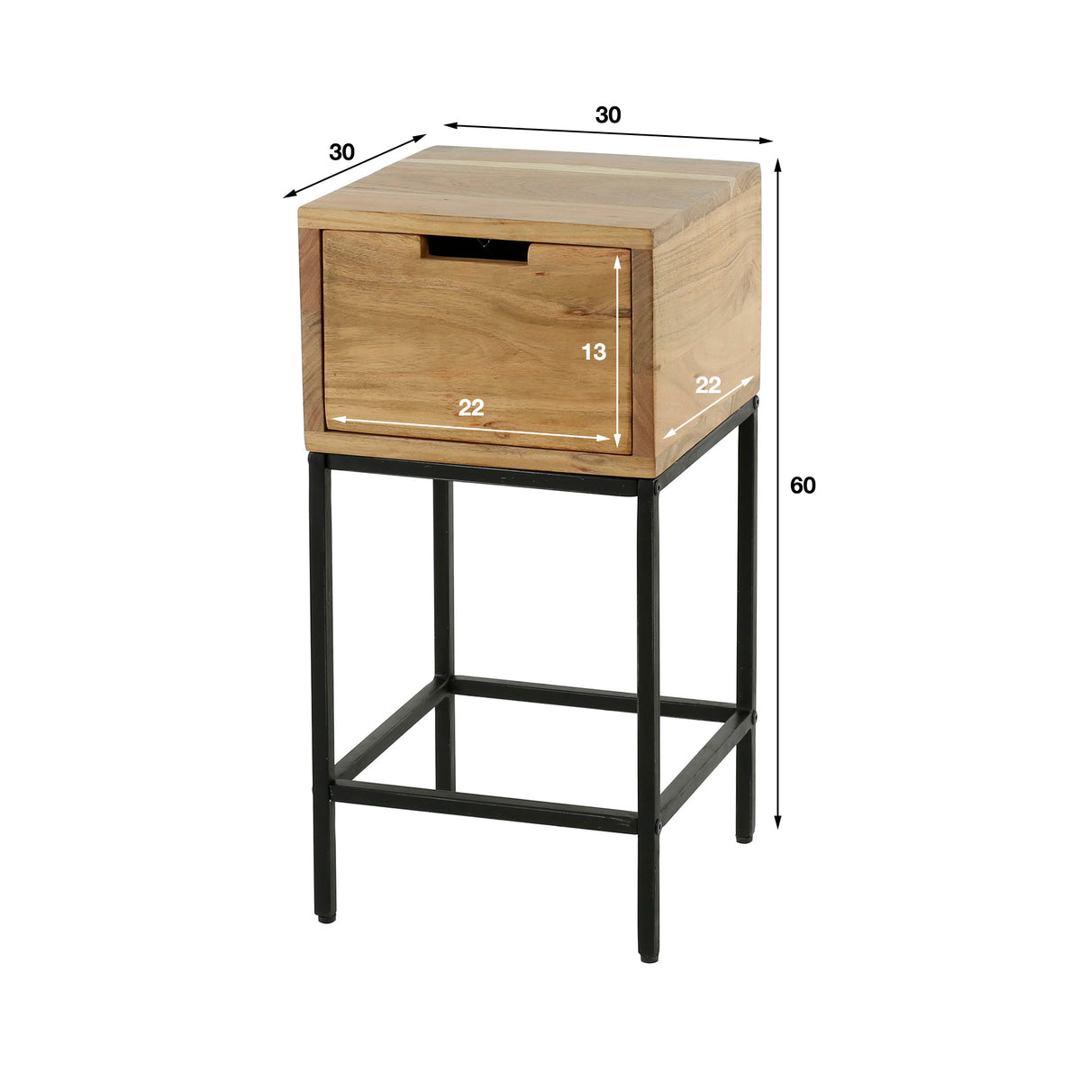 Nachtkastje Flat | 1 Lade | Naturel Massief Acacia