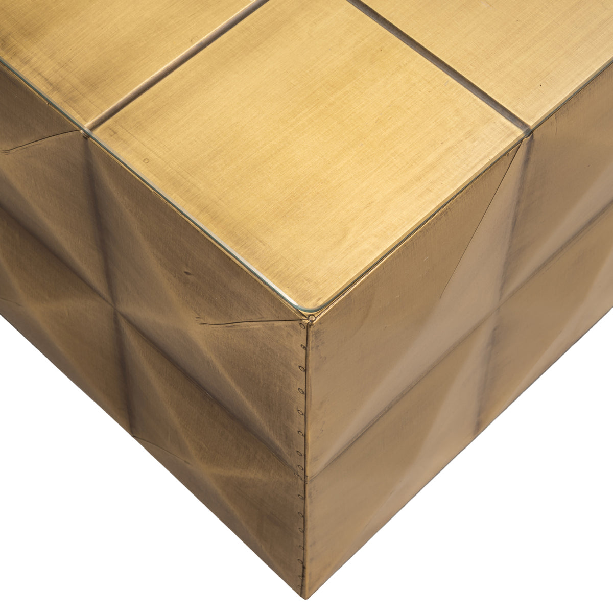 Salontafel Collada brushed gold, detail van het materiaal