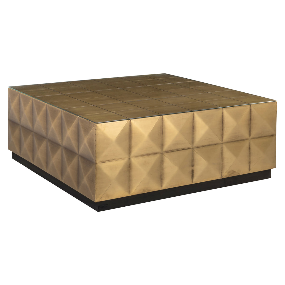 Salontafel Collada brushed gold, schuin vooraanzicht op witte achtergrond