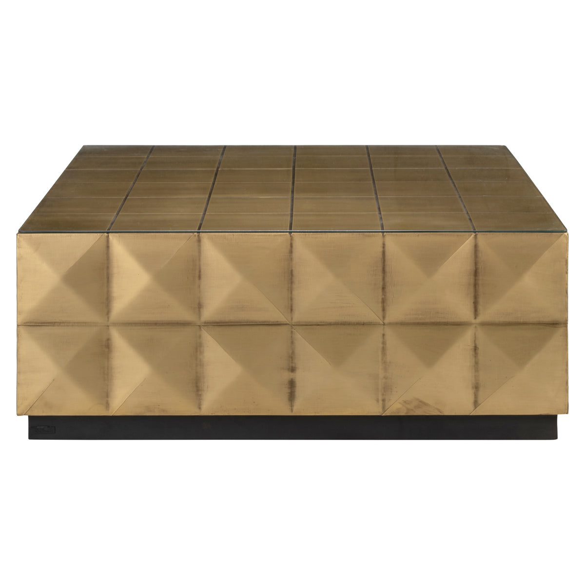 Salontafel Collada brushed gold, vooraanzicht op witte achtergrond