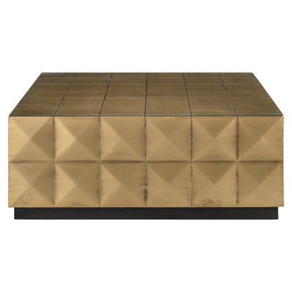 Salontafel Collada brushed gold, vooraanzicht op witte achtergrond