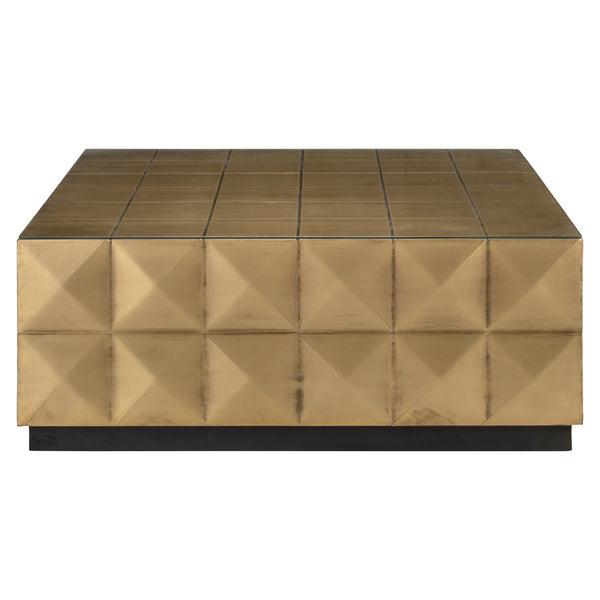 Salontafel Collada brushed gold, vooraanzicht op witte achtergrond