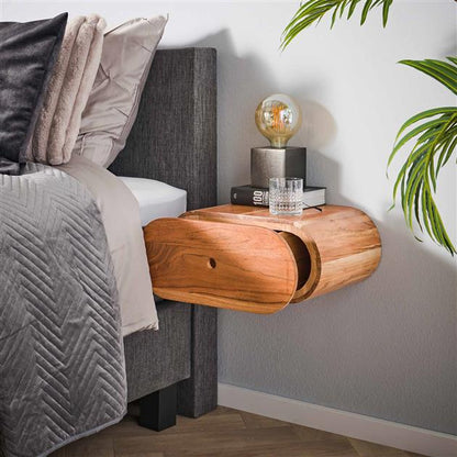 Nachtkastje Bend | 1 Lade | Naturel Massief Acacia