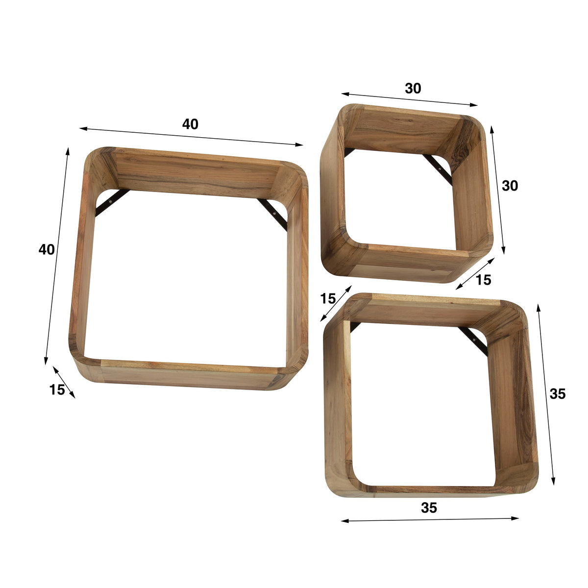 Wandschappen Anne Céline | Set Van 3 | Naturel Acaciahout