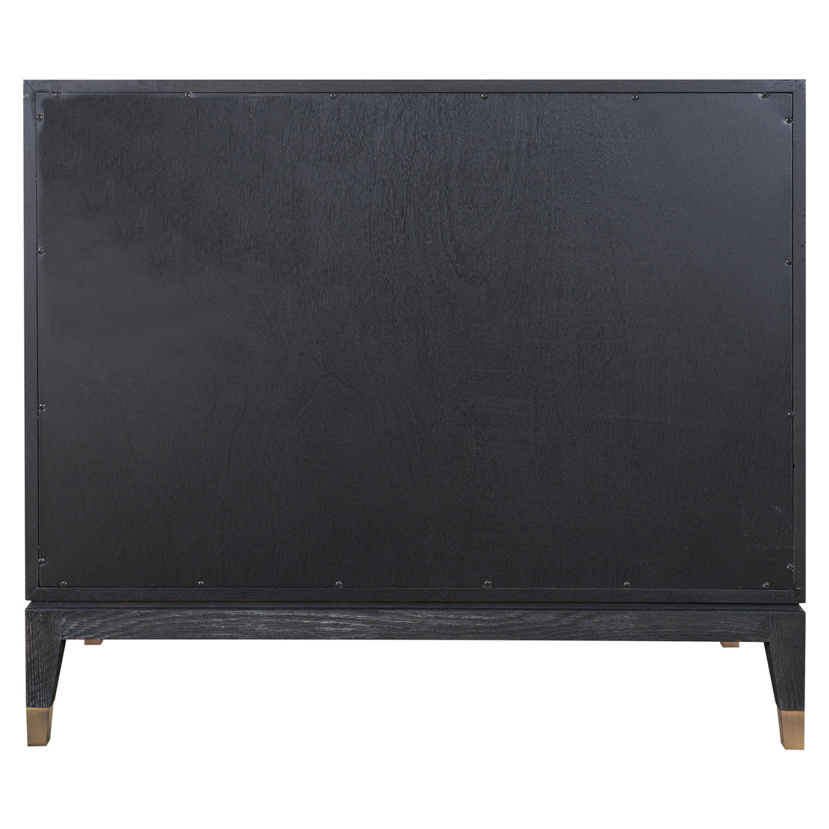 Dressoir Bloomville goud eikenhout 97 cm, achteraanzicht op witte achtergrond