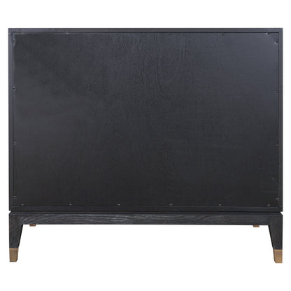 Dressoir Bloomville goud eikenhout 97 cm, achteraanzicht op witte achtergrond