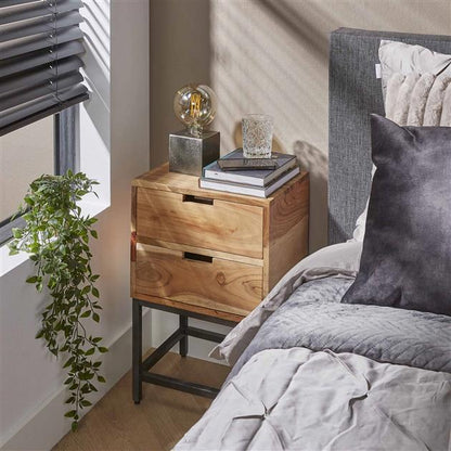 Nachtkastje Flat | 2 Lades | Massief Acacia Naturel