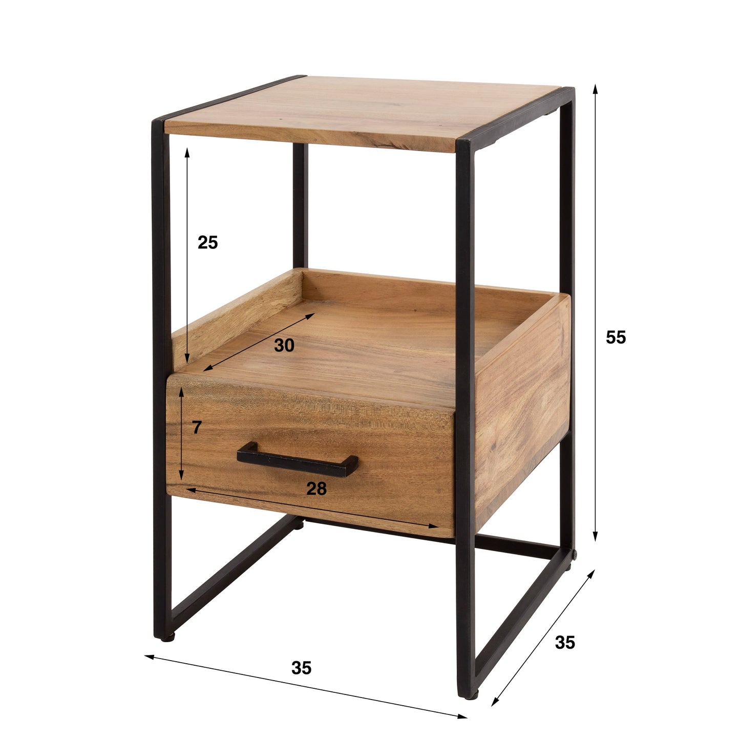 Nachtkastje Niche | Naturel Acaciahout