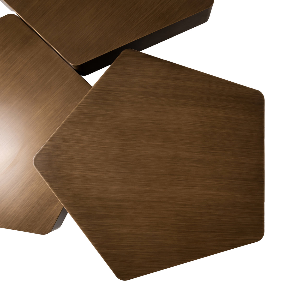 Salontafel Hexa goud ijzer, detail van het materiaal