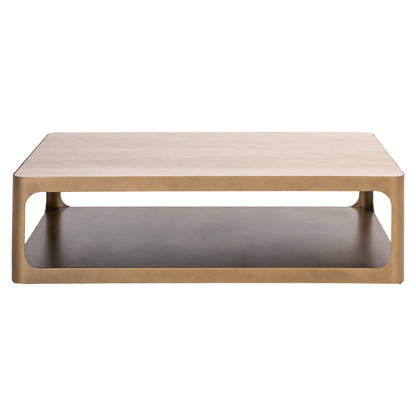 Salontafel Claridge beige metaal, vooraanzicht op witte achtergrond