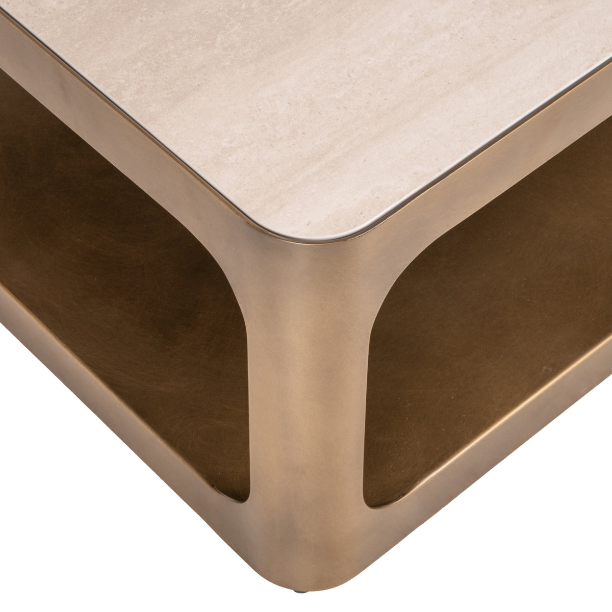 Salontafel Claridge beige metaal, detail van het materiaal