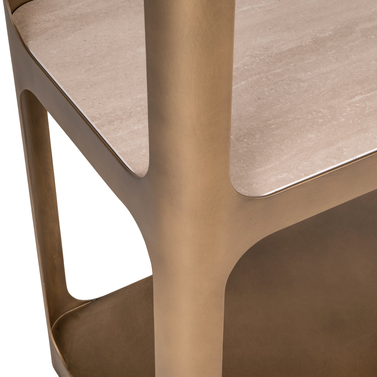 Vitrinekast Claridge goud glas, detail van het materiaal