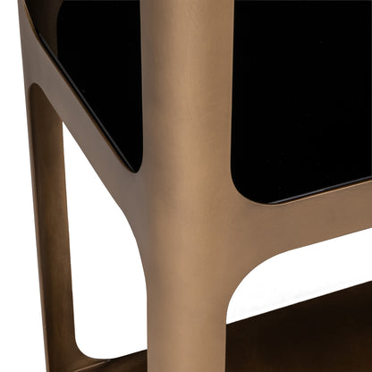 Vitrinekast Claridge goud glas, detail van het materiaal