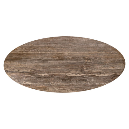 Eettafel Russo bruin aluminium, bovenaanzicht op witte achtergrond