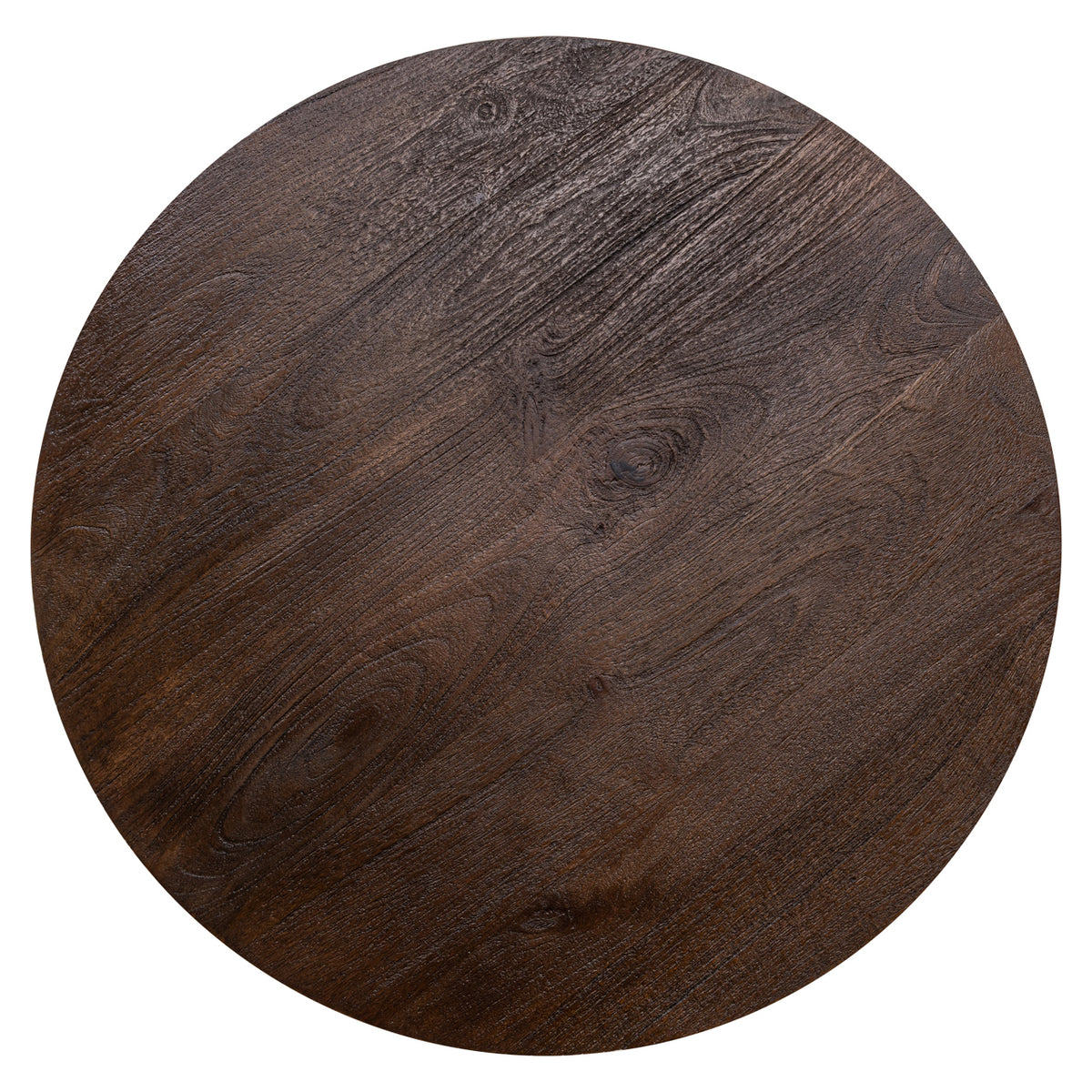 Eettafel Revelin donkerbruin metaal, detail van het materiaal