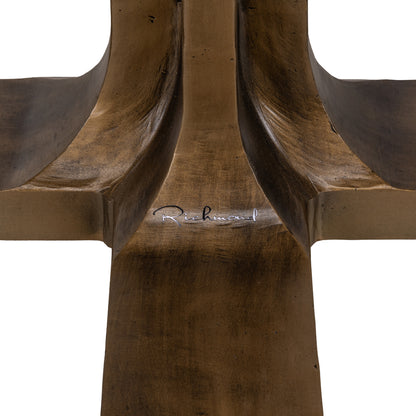 Eettafel Revelin donkerbruin metaal, detail van het materiaal