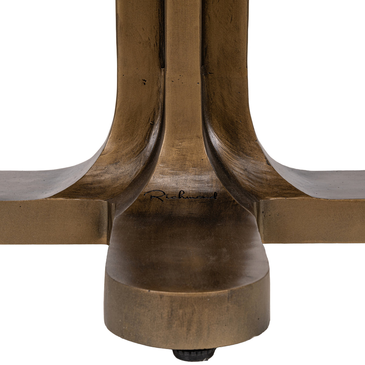 Eettafel Revelin donkerbruin metaal, detail van het materiaal