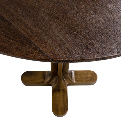 Eettafel Revelin donkerbruin metaal, detail van het materiaal