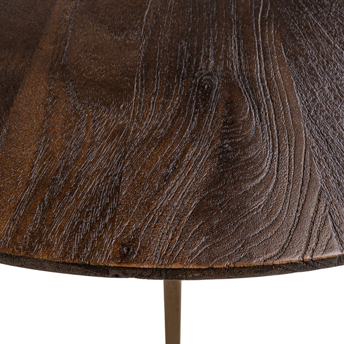 Bartafel Revelin donkerbruin metaal, detail van het materiaal