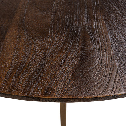 Bartafel Revelin donkerbruin metaal, detail van het materiaal