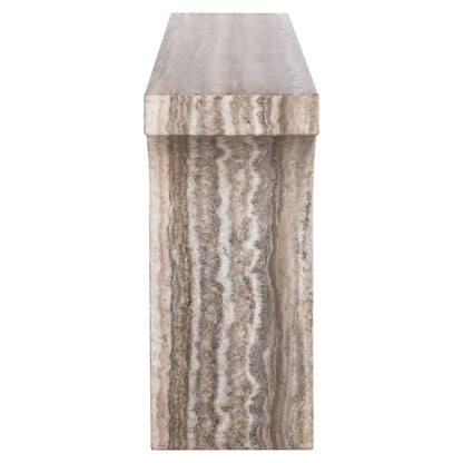Sidetable Dulce grijs marmer, zijaanzicht op witte achtergrond