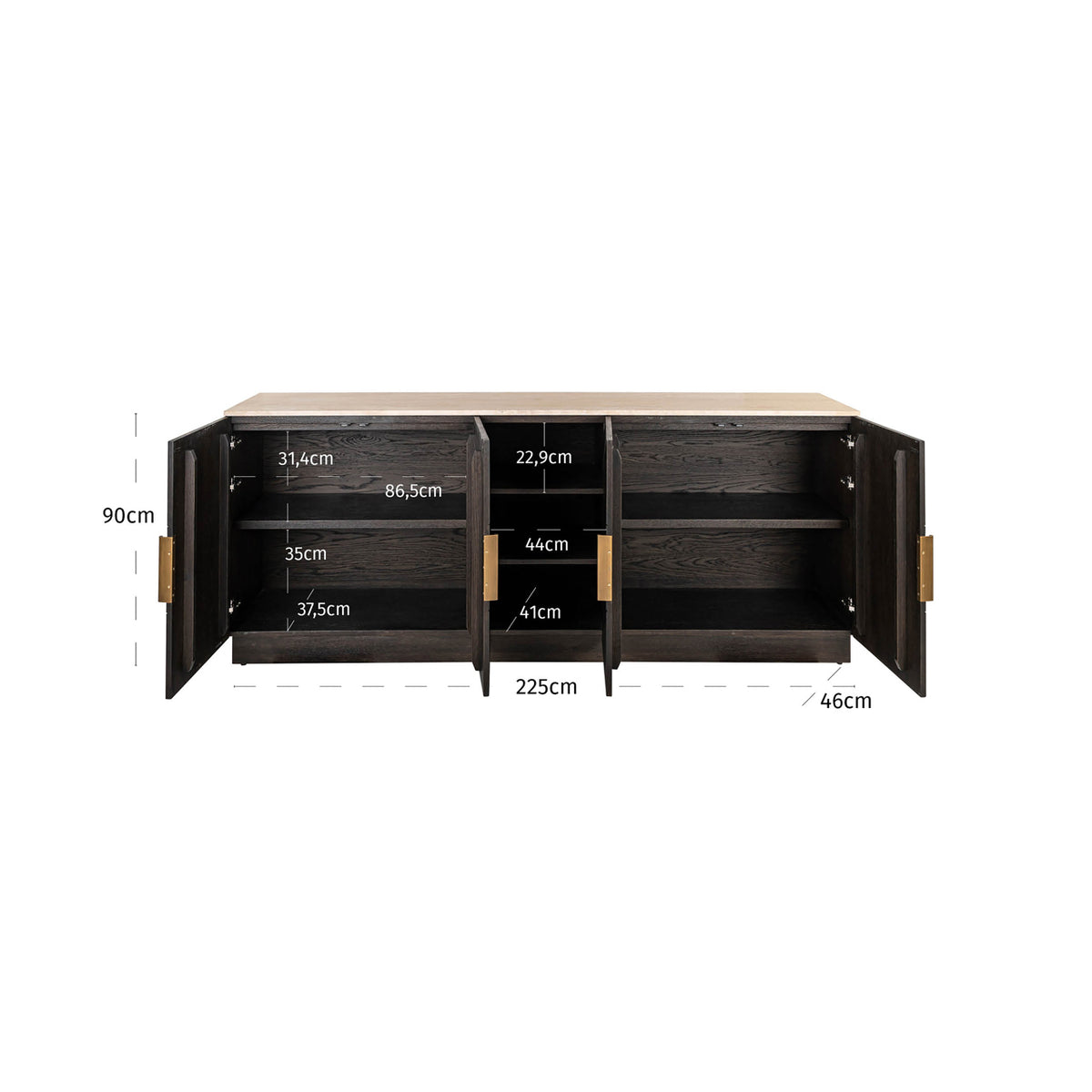Dressoir Claremont bruin travertin 225 cm