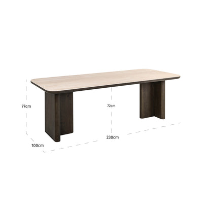 Eettafel Nando bruin eiken fineer 230 cm