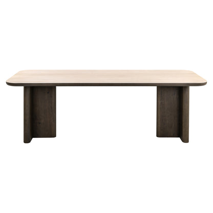 Eettafel Nando bruin eiken fineer 270 cm, vooraanzicht op witte achtergrond