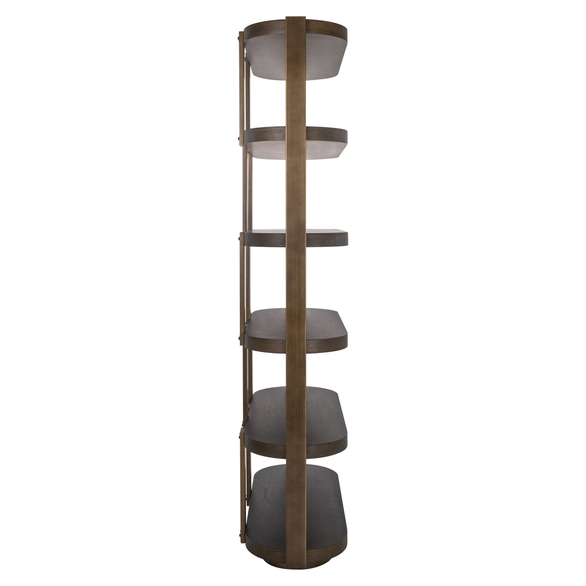 Vitrinekast Ellington bruin mdf, zijaanzicht op witte achtergrond