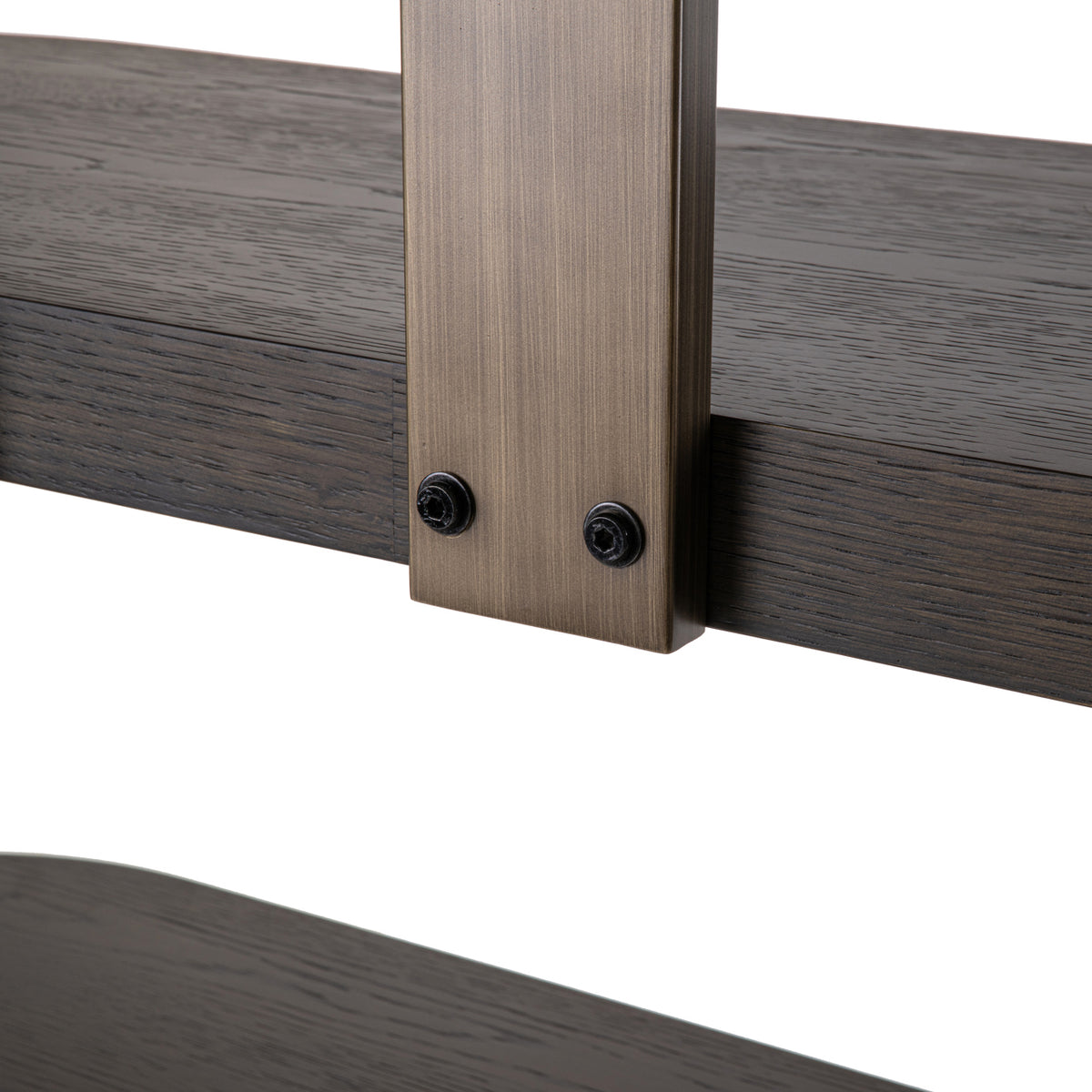 Vitrinekast Ellington bruin mdf, detail van het materiaal