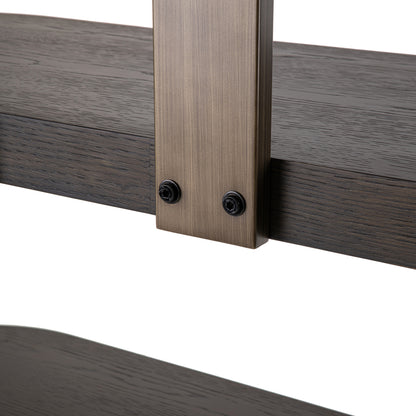 Vitrinekast Ellington bruin mdf, detail van het materiaal