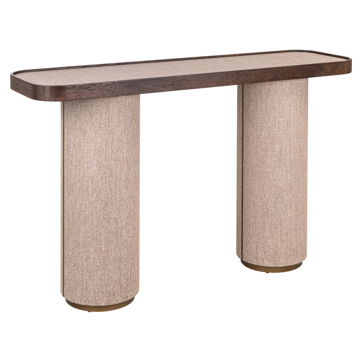 Sidetable Willox beige eikenhout, schuin vooraanzicht op witte achtergrond