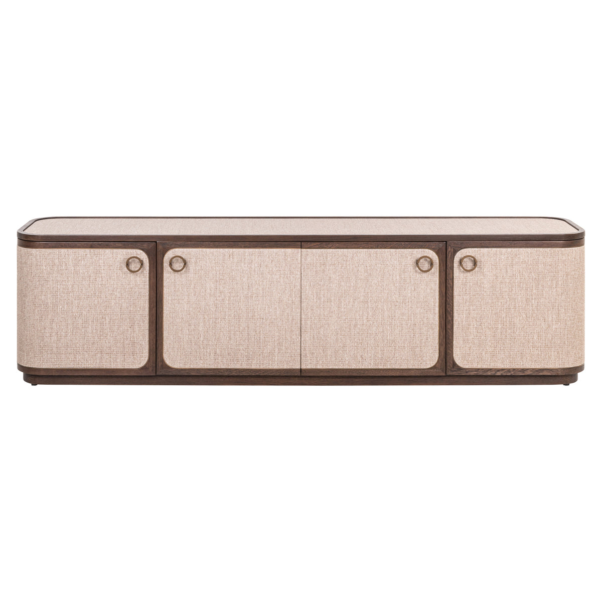 TV-meubel Willox beige eikenhout, vooraanzicht op witte achtergrond