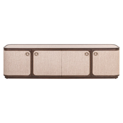 TV-meubel Willox beige eikenhout, vooraanzicht op witte achtergrond
