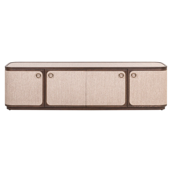 TV-meubel Willox beige eikenhout, vooraanzicht op witte achtergrond