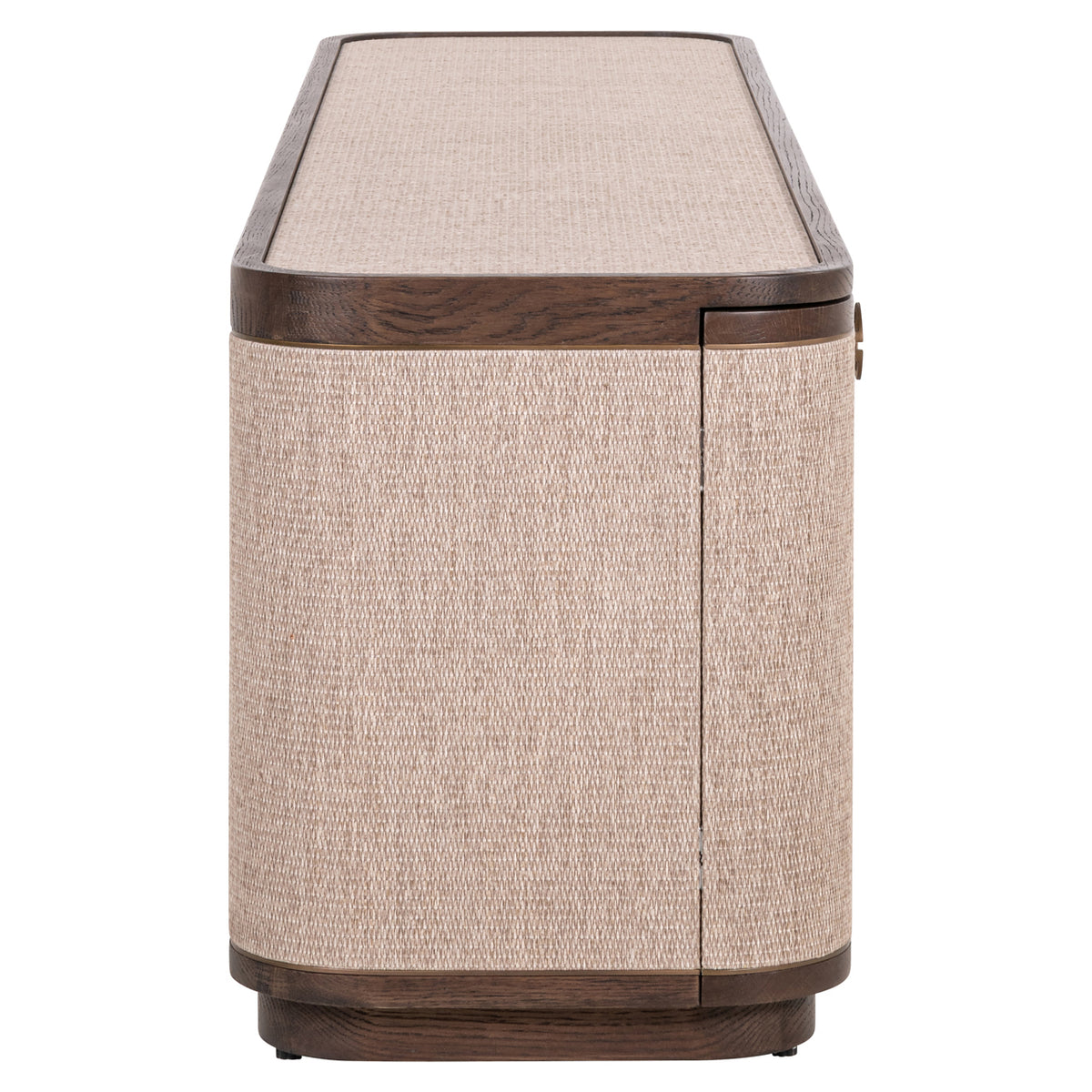 TV-meubel Willox beige eikenhout, zijaanzicht op witte achtergrond