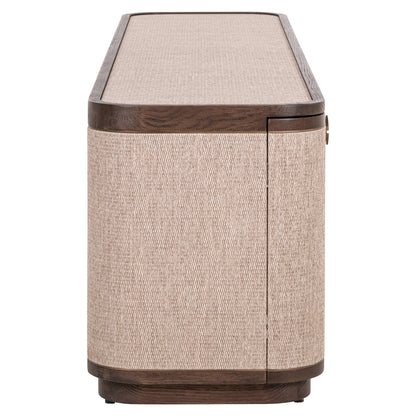 TV-meubel Willox beige eikenhout, zijaanzicht op witte achtergrond