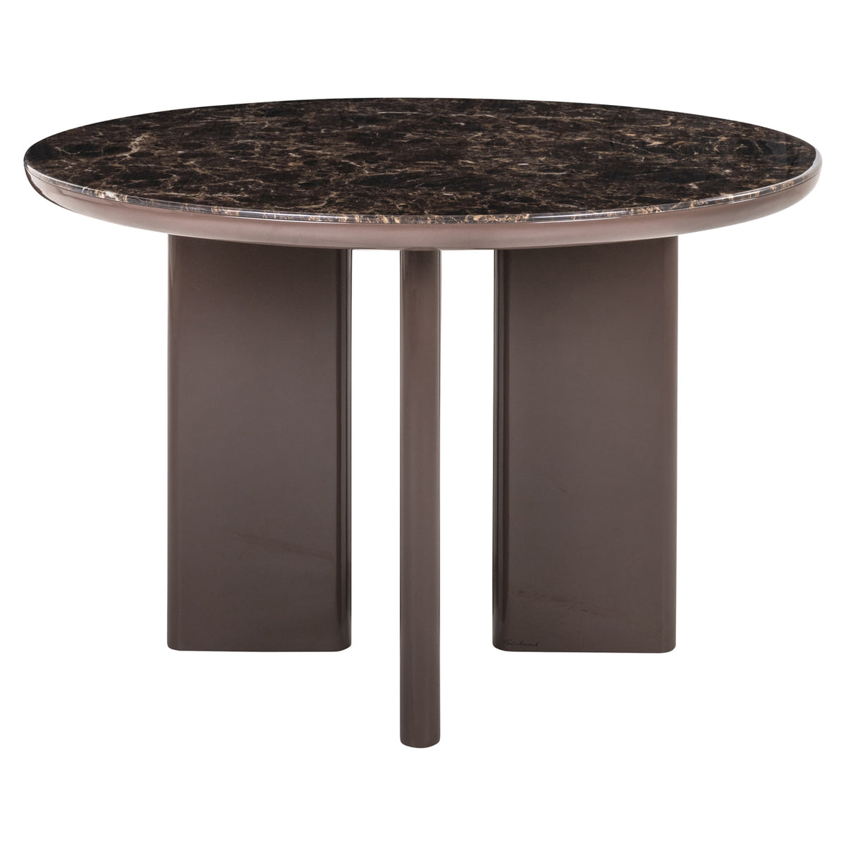 Eettafel Almundi bruin mdf ø 120 cm, vooraanzicht op witte achtergrond