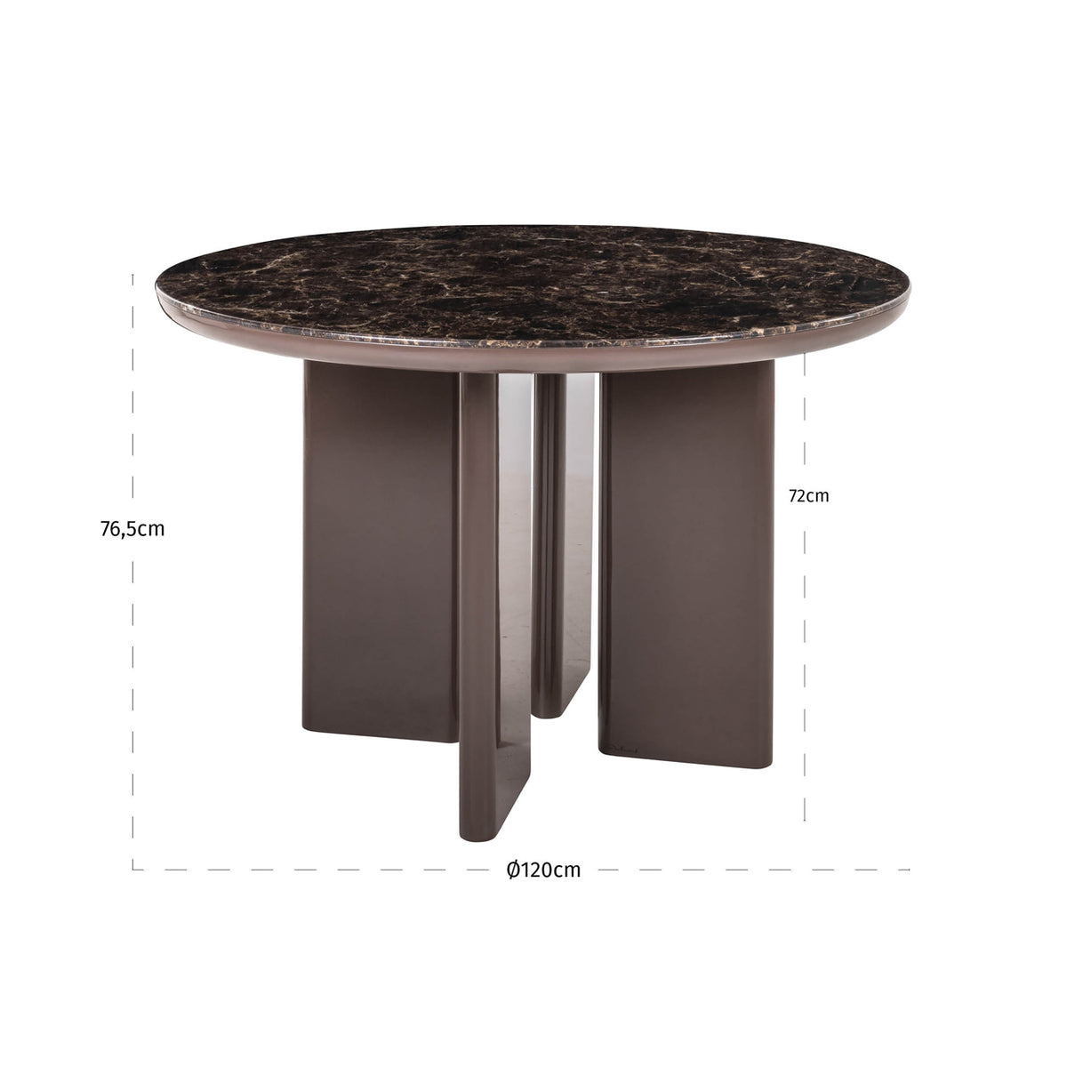 Eettafel Almundi bruin mdf ø 120 cm, maatvoering met afmetingen