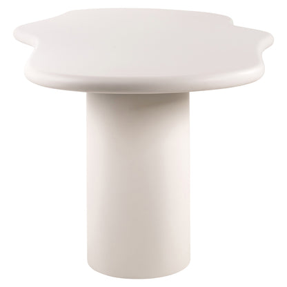 Eettafel Bloomstone wit gips 230 cm, zijaanzicht op witte achtergrond