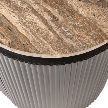 TV-meubel Russo bruin travertin, detail van het materiaal