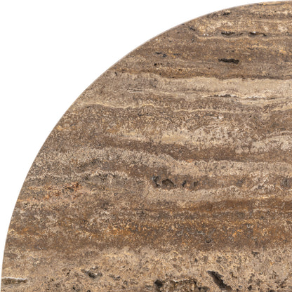 TV-meubel Russo bruin travertin, detail van het materiaal