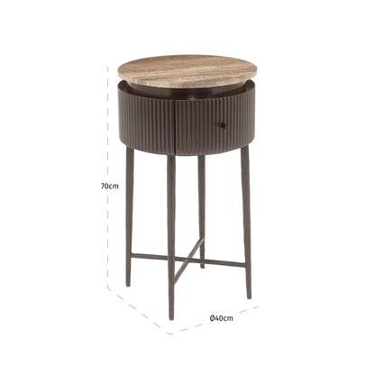 Bijzettafel Russo bruin mdf, maatvoering met afmetingen