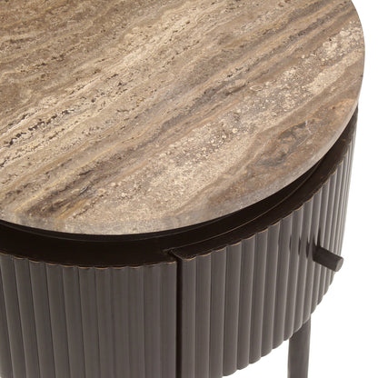 Bijzettafel Russo bruin mdf, detail van het materiaal