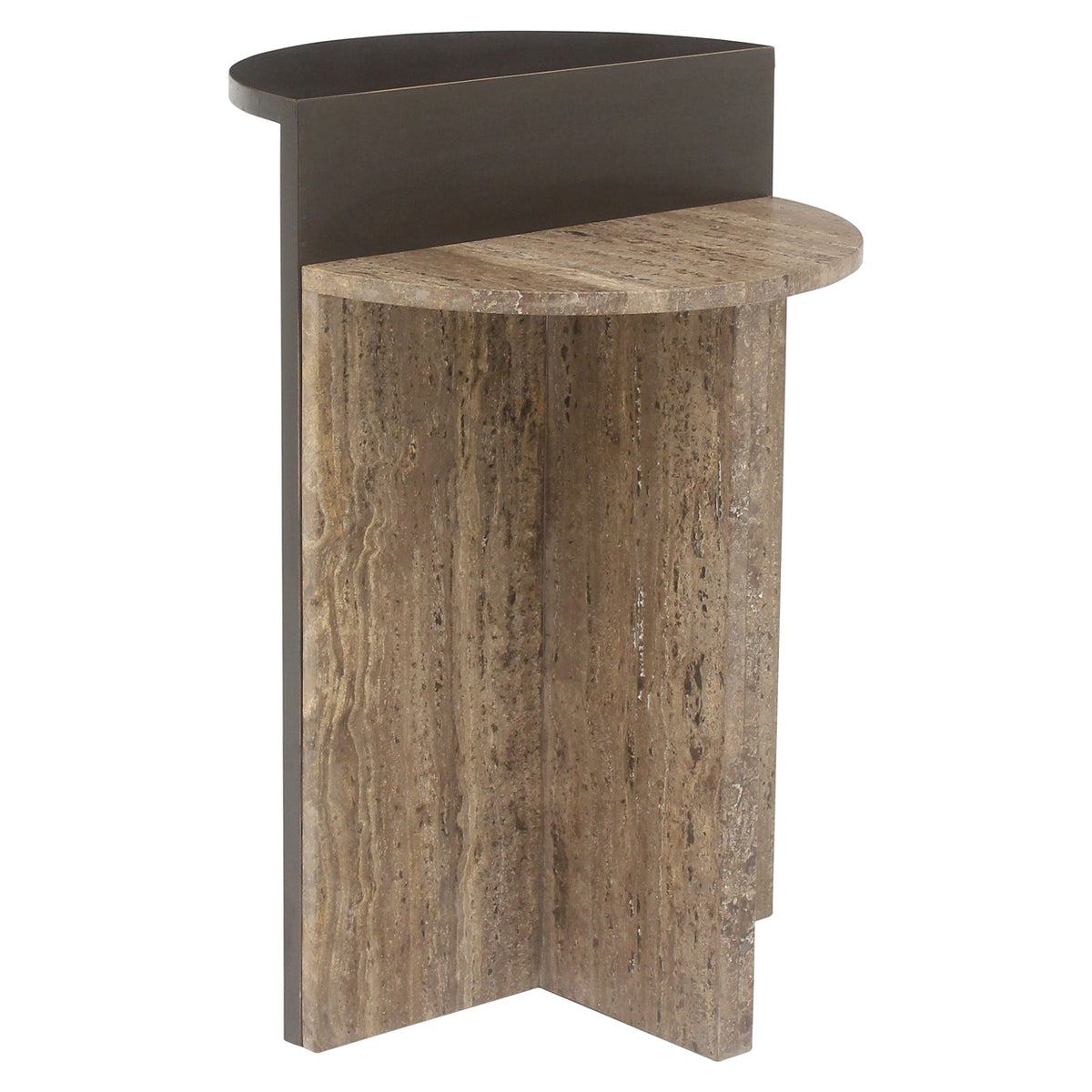 Bijzettafel Russo bruin mdf, schuin vooraanzicht op witte achtergrond
