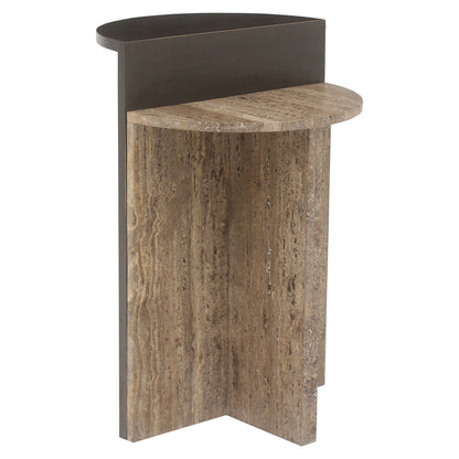 Bijzettafel Russo bruin mdf, schuin vooraanzicht op witte achtergrond